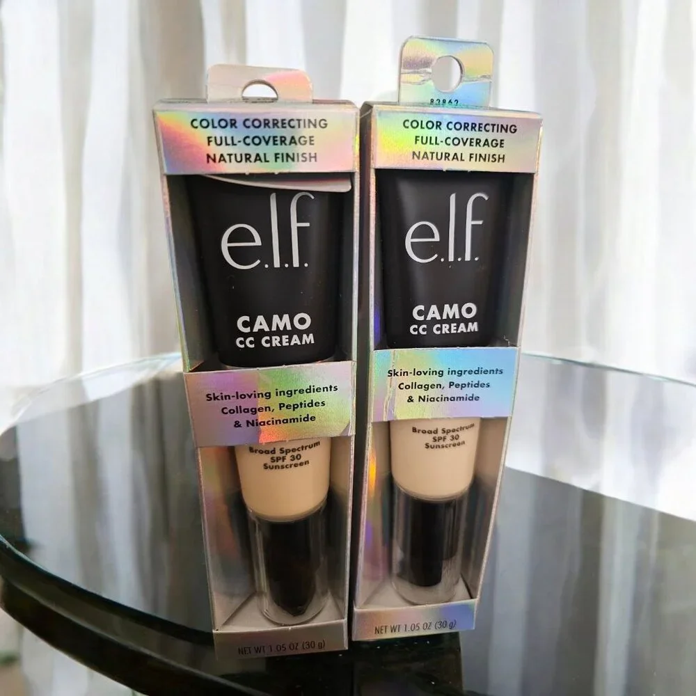 (3) E.L.F. Camo CC Cream SPF 30 Color Correcting Full-Coverage Natural Finish